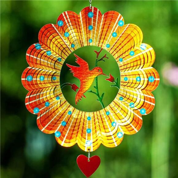 Wind Spinner - 12-Inch 3D Stainless Steel Lovebird Design - Picture 1 of 14